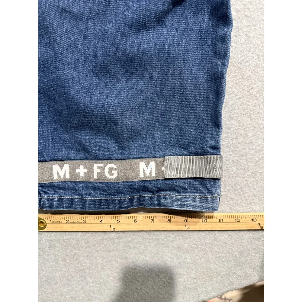 Marithe Francois Girbaud Mens 40M Blue Cargo Jeans Wide Leg Logo Straps Y2K 90s